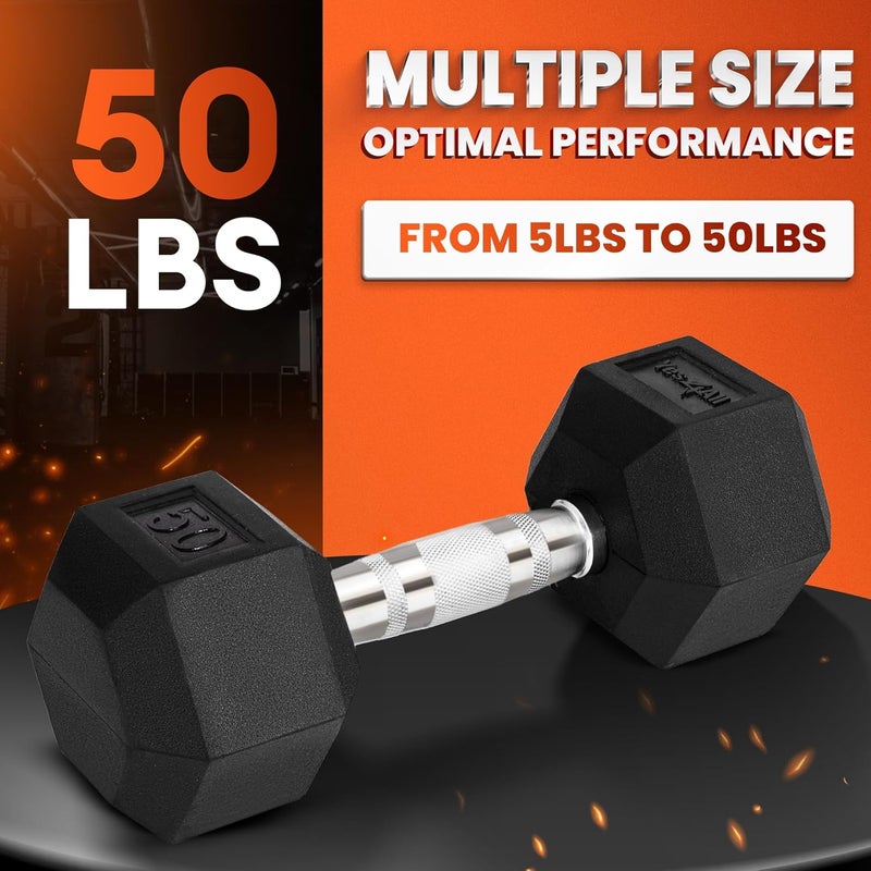 Yes4All دمبل هكس محاط بمقبض كروم – أوزان يدوية مع خاصية عدم الانزلاق 5-50 رطل - Image 3